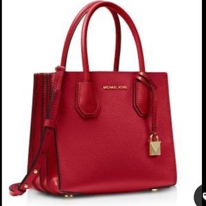 Michael Kors - Mercer Pebbled Leather Bag - Red/Gold - Excellent Condition